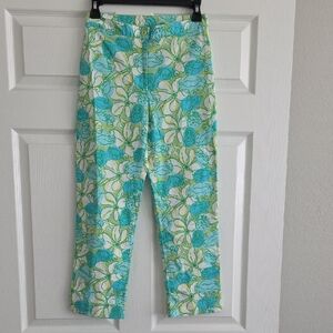Lilly Pulitzer Vintage Preppy Croped Capri Pants Guava Green Crab Cake
